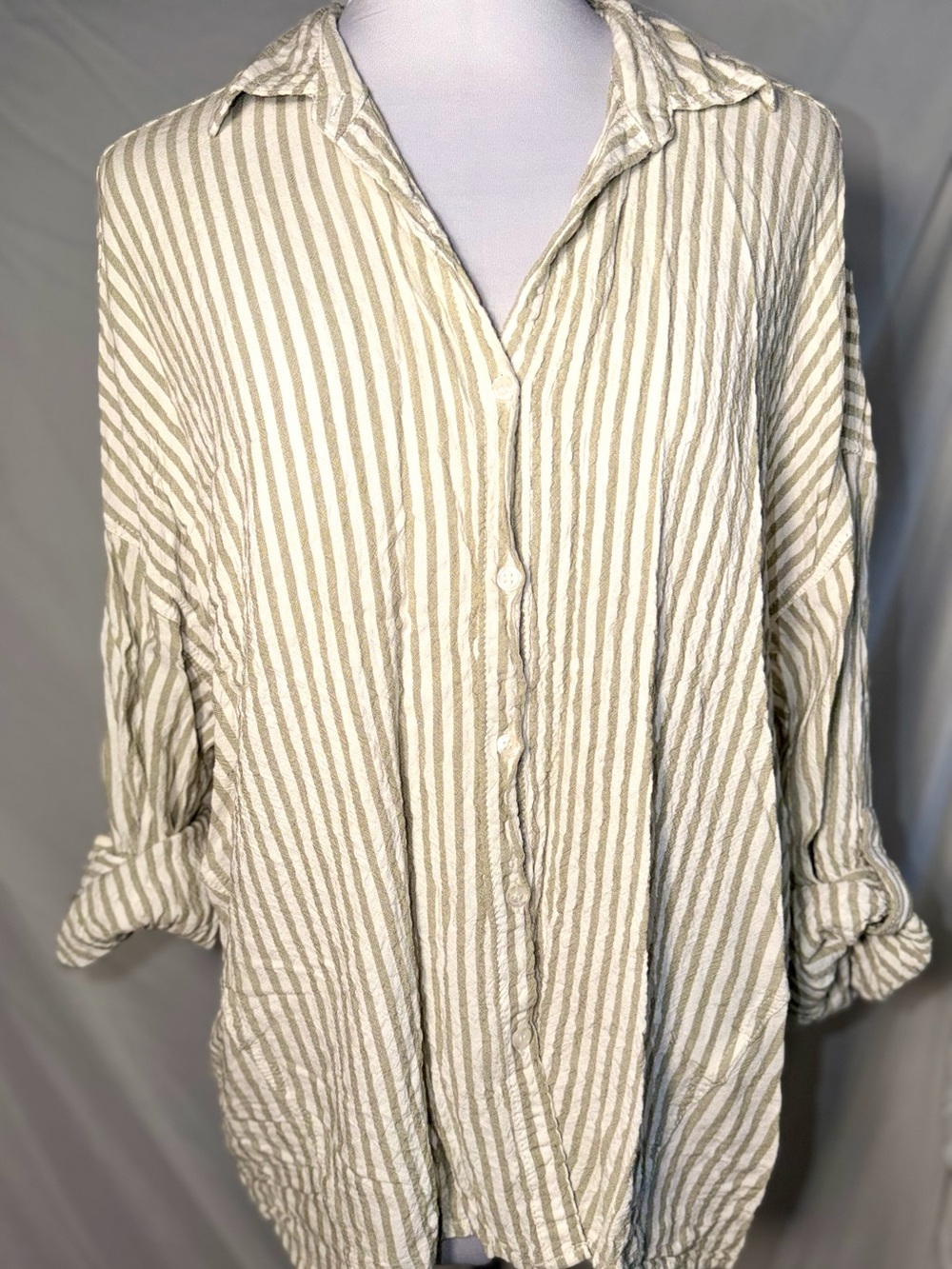 Max Studio striped button-down relaxed shirt